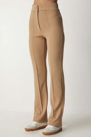 Pantalon taille haute - Camel