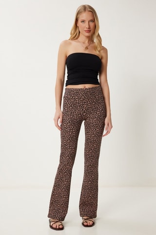 Pantalon flare taille haute - Noir et marron
