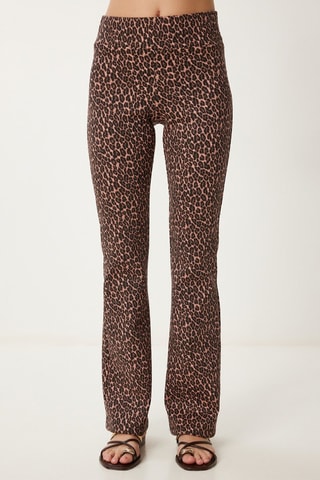 Pantalon flare taille haute - Noir et marron