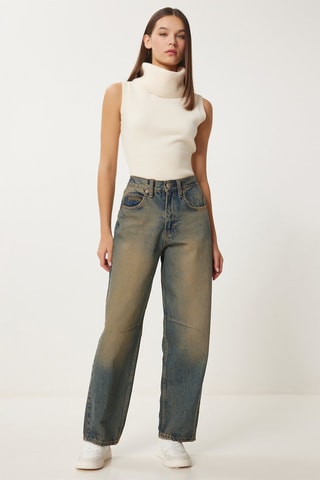 Jean droit taille haute - Bleu foncé