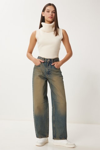 Jean droit taille haute - Bleu foncé