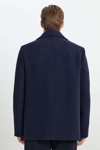 Manteau regular en laine - Bleu marine