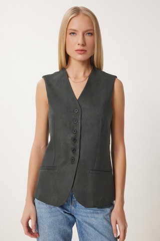 Veste regular sans manches - Vert foncé