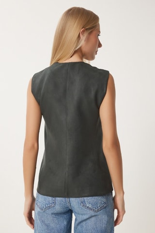 Veste regular sans manches - Vert foncé