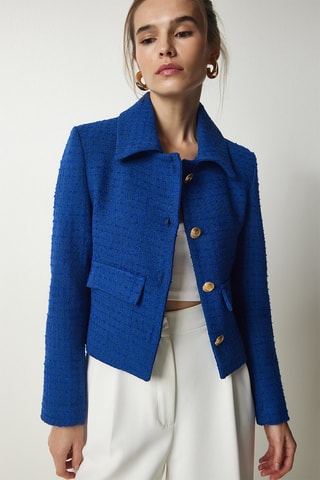 Veste en tweed - Bleu roi