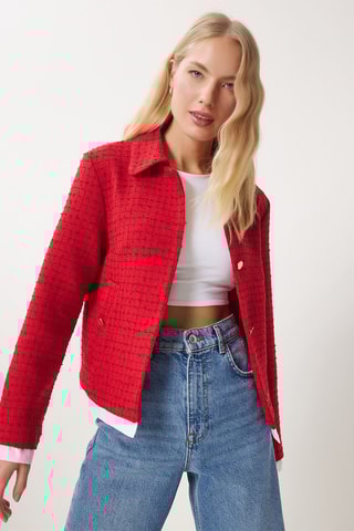 Veste en tweed - Rouge