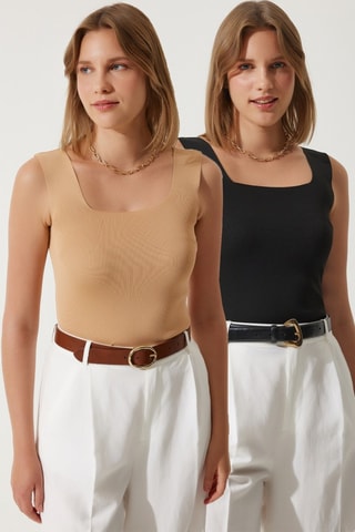 2 tops - Beige et noir