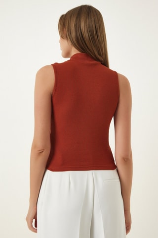 2 tops slim - Crème et rouge brique