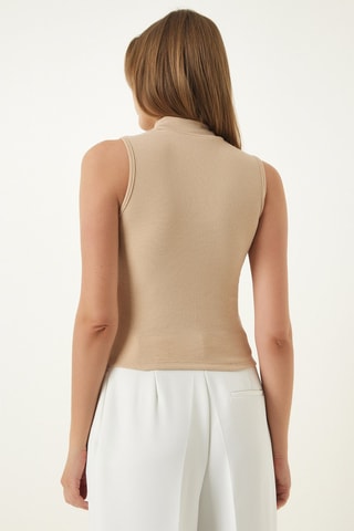 2 tops slim - Crème et rouge brique