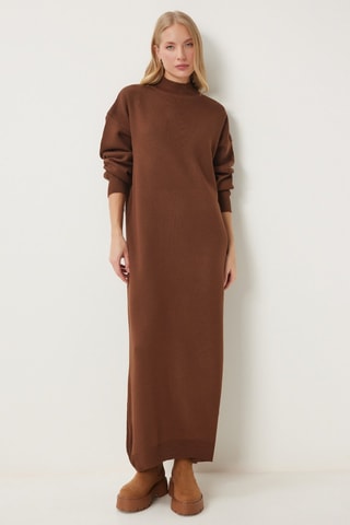 Robe pull regular en laine - Marron