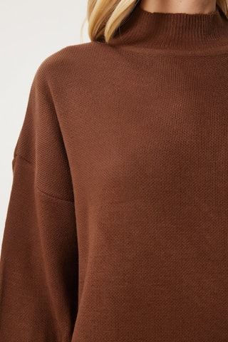 Robe pull regular en laine - Marron