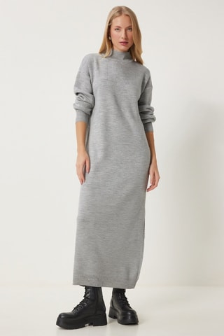 Robe pull regular en laine - Gris