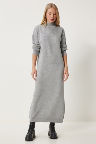 Robe pull regular en laine - Gris