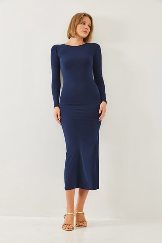 Robe longue regular - Bleu marine
