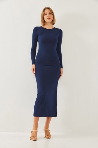 Robe longue regular - Bleu marine