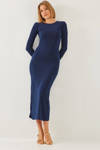 Robe longue regular - Bleu marine