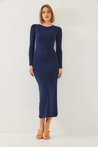 Robe longue regular - Bleu marine
