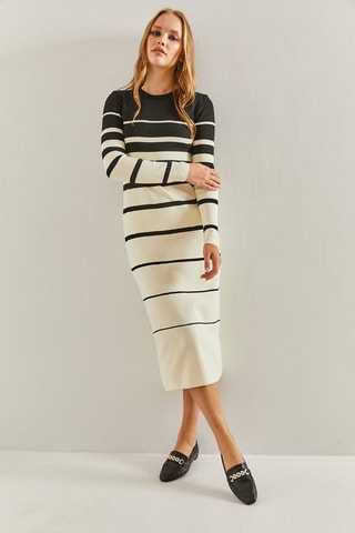 Robe longue regular - Noir et blanc