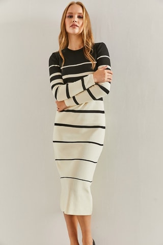 Robe longue regular - Noir et blanc