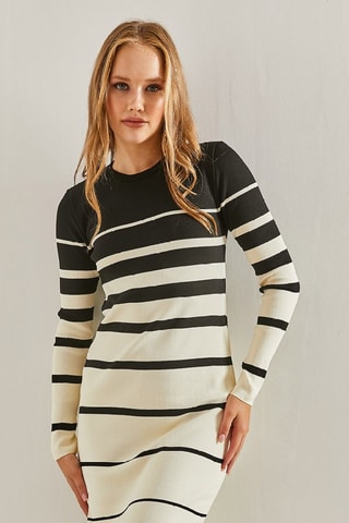 Robe longue regular - Noir et blanc