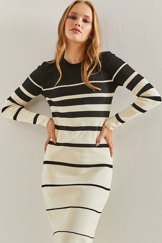 Robe longue regular - Noir et blanc