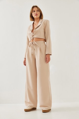 Veste de costume et pantalon palazzo - Beige