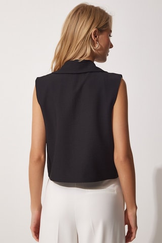 Gilet de costume regular en lin - Noir