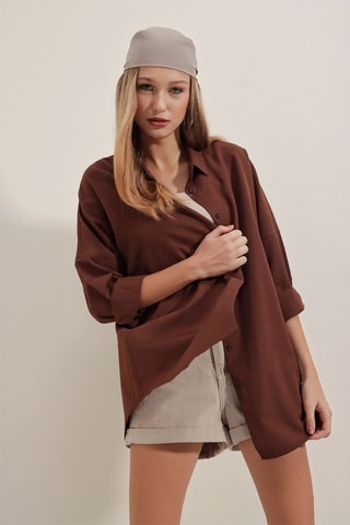 Chemisier oversize - Marron