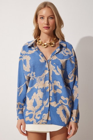 Chemisier - Bleu et beige