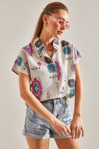 Chemisier en lin - Fuchsia