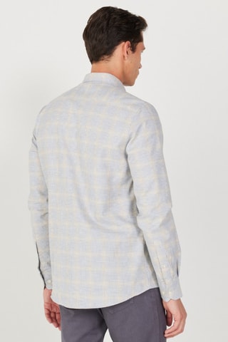 Chemise slim - Beige et gris