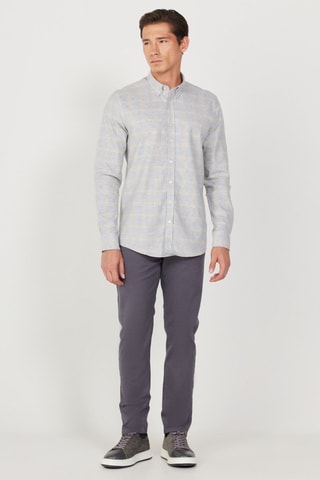 Chemise slim - Beige et gris