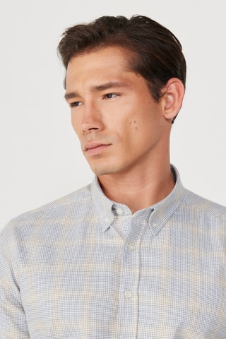 Chemise slim - Beige et gris