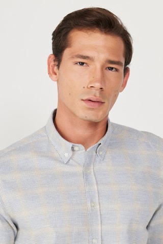 Chemise slim - Beige et gris