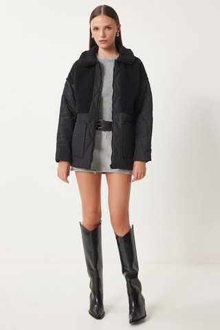 Doudoune bi-matière - Noir