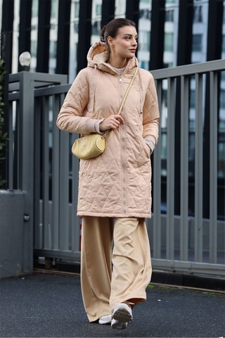 Doudoune regular à capuche - Beige