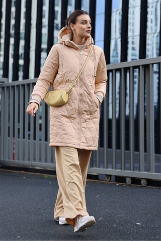 Doudoune regular à capuche - Beige