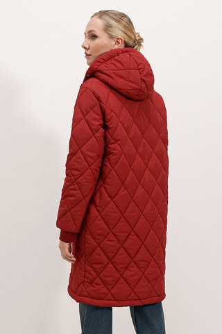 Doudoune regular à capuche - Rouge