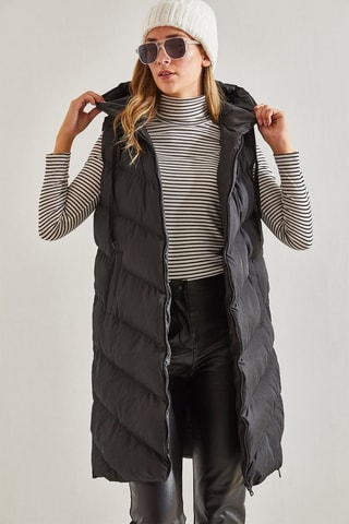 Doudoune longue sans manches - Noir