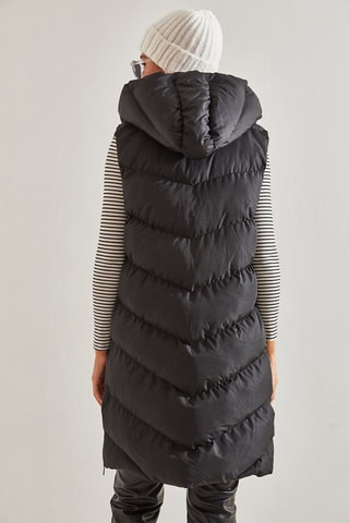 Doudoune longue sans manches - Noir