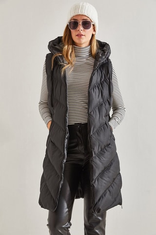 Doudoune longue sans manches - Noir