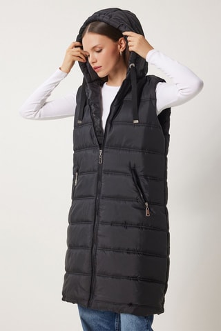 Doudoune longue sans manches - Noir