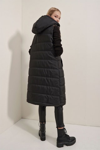 Doudoune longue sans manches - Noir