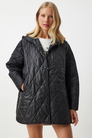 Doudoune oversize à capuche - Noir