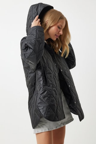 Doudoune oversize à capuche - Noir