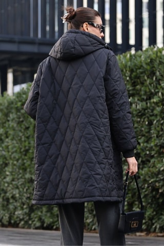 Doudoune regular à capuche - Noir