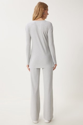 Blouse et pantalon wide legs - Gris clair chiné