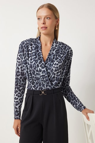 Blouse regular - Gris et noir