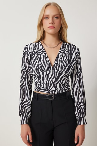 Blouse regular - Blanc et noir