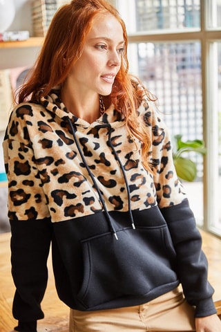 Sweat regular à capuche - Noir